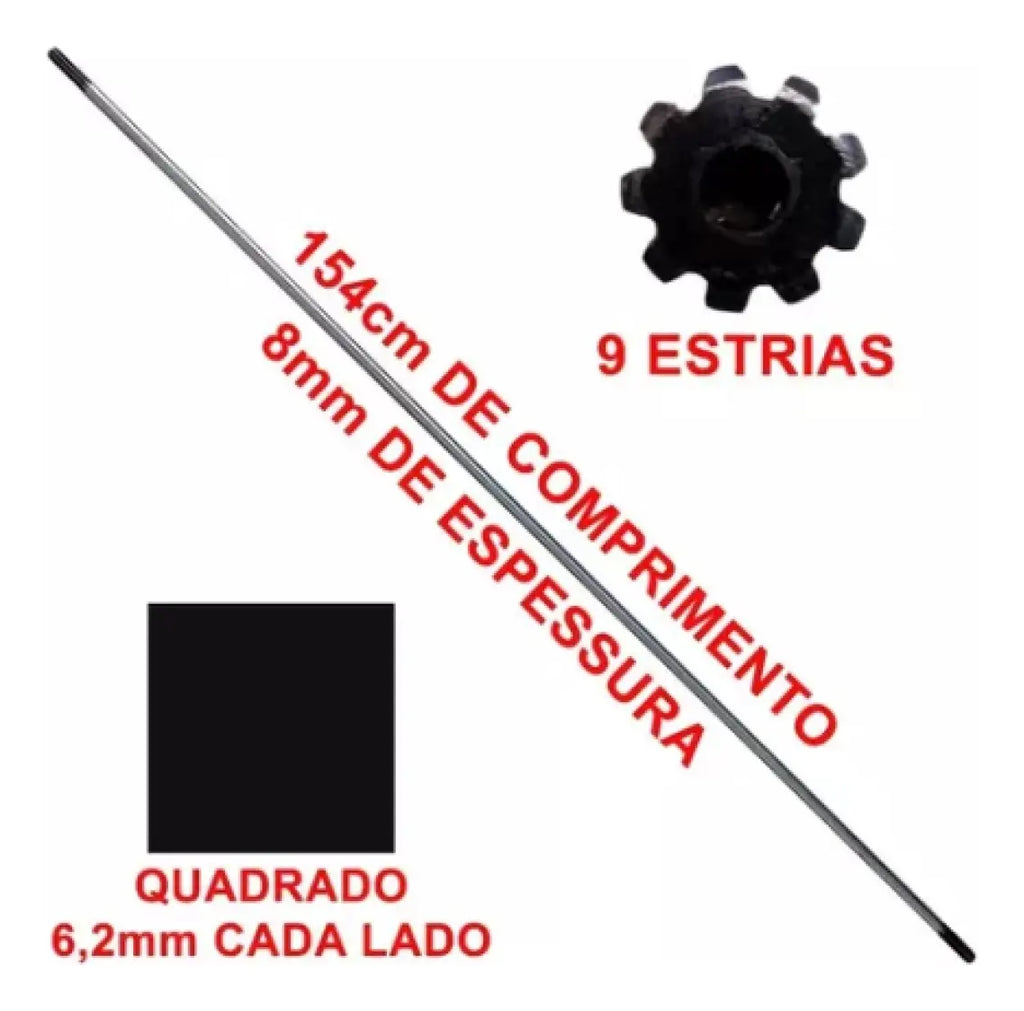 Eixo Cardan Para Roçadeira 9 Estrias / Quadrado